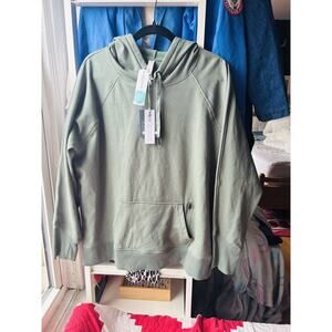 We Wander Taylor Boxy Lightweight Sweatshirt W Hoodie Size 1x Green NWT